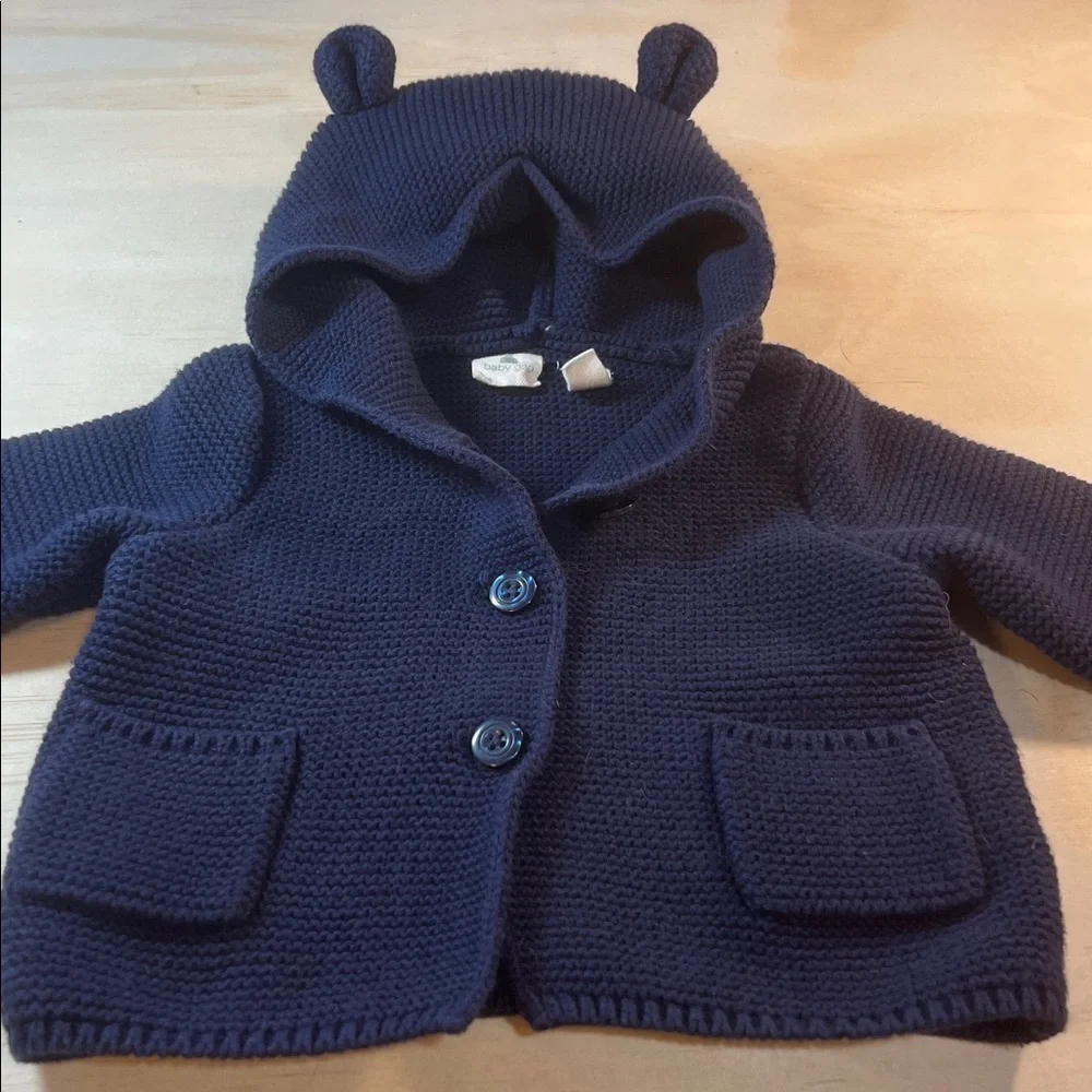 Baby Gap Dark Blue Cable Knit  Button Up Baby Sweater Sz 3-6M